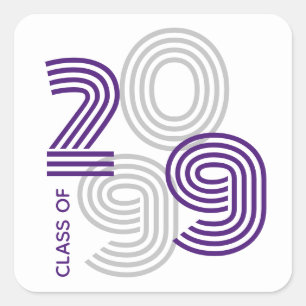 Purple Retro Big Numbers Class of Square Sticker