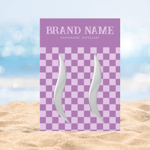 Purple Retro Bold Groovy Earrings Display Square Business Card