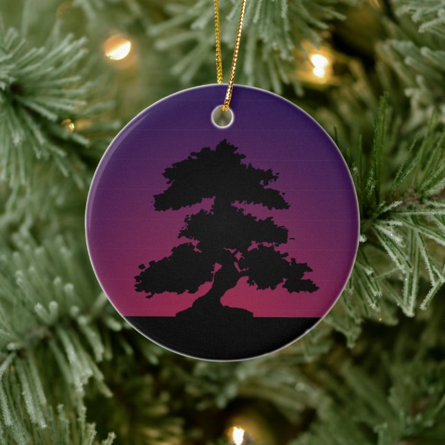 Purple Retro Bonsai Sunset Ceramic Tree Decoration (Tree)