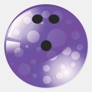 PURPLE RETRO BOWLING BALL CLASSIC ROUND STICKER