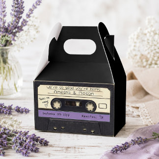 Purple Retro Cassette Tape Wedding Favour Box