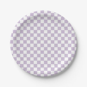 purple Retro Chequered birthday Paper Plates