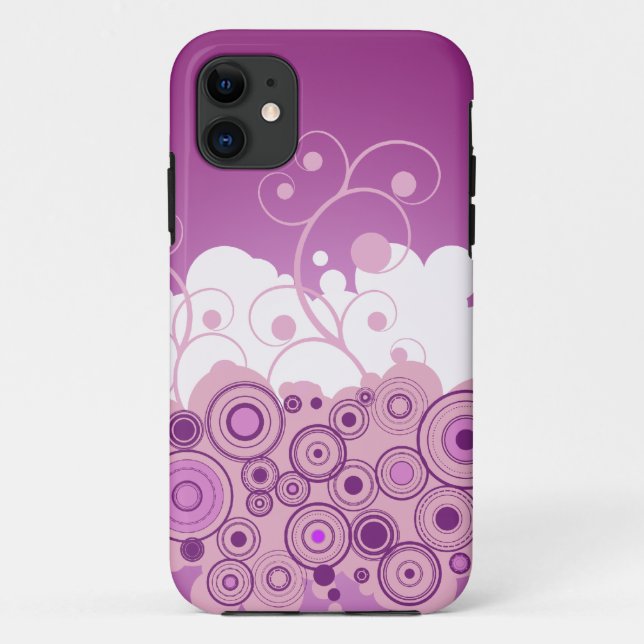 Purple Retro Circles With Swirls Case-Mate iPhone Case (Back)