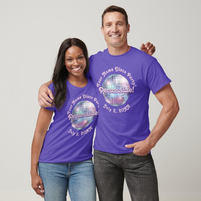 Purple Retro Disco Ball PERSONALIZED T-Shirt (Unisex)