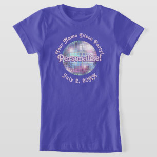 Purple Retro Disco Ball PERSONALIZED T-Shirt