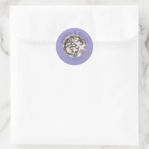 Purple Retro Disco Wedding Sticker Envelope Seal