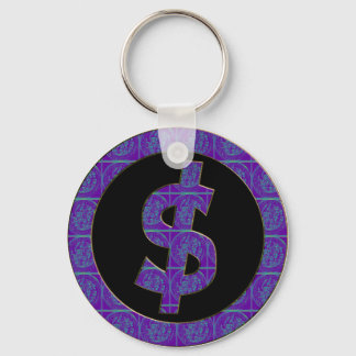 PURPLE RETRO DOLLAR SIGN KEY RING