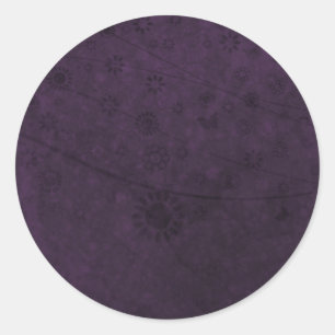 Purple Retro Flowers and Butterflies Abstract Classic Round Sticker