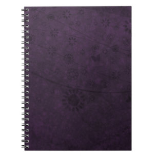 Purple Retro Flowers and Butterflies Abstract Spiral Notebook