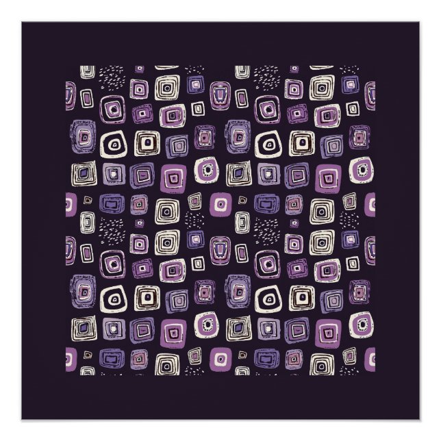 Purple Retro Geometric Pattern Poster (Front)