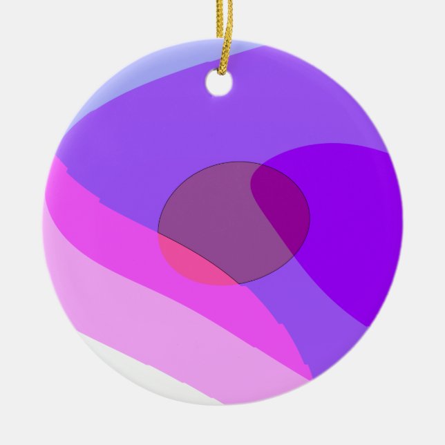 Purple Retro Groovy Abstract 409  Ceramic Tree Decoration (Front)