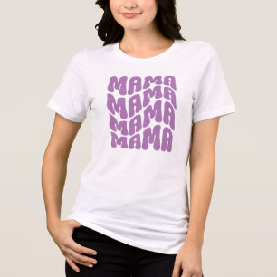 Purple Retro Groovy Cute Mama Mothers Day Mum  Tri-Blend Shirt
