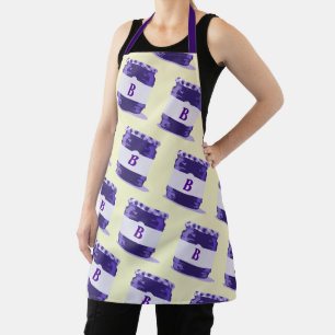 Purple Retro Jelly Jar Pattern with Monogram Apron