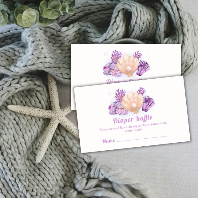 Purple Retro Pearl Diaper Raffle Baby Shower   Enclosure Card (Purple Retro Pearl Diaper Raffle Baby Shower Enclosure Card)