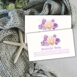 Purple Retro Pearl Ocean Books For Baby Shower Enclosure Card