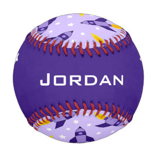Purple Retro Rocket Baseball