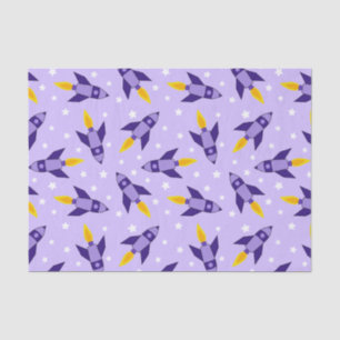 Purple Retro Rocket Tissue Paper