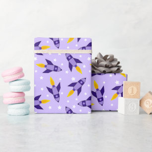 Purple Retro Rocket Wrapping Paper