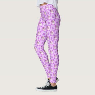 Purple Retro Santa Claus Christmas Tree Plaid Leggings
