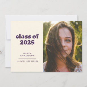 Purple Retro Simplicity Photo Graduation  Announcement