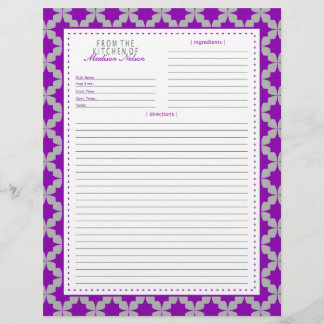 Purple Retro Star Recipe Page