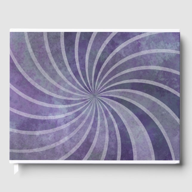 Purple Retro Sunburst Pattern Guest Book (Front)