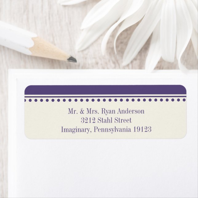 Purple Return Address Label, Caroline Wedding (Insitu)
