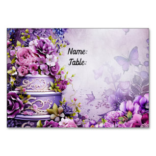Purple Reverie Bridal Shower Place Card Elegant