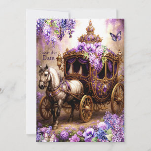 Purple Reverie Carriage Save the Date – Royal Tea  Invitation