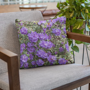Purple Rhododendron Blooms Floral Cushion