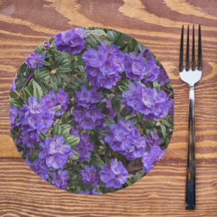 Purple Rhododendron Blooms Floral Paper Plate