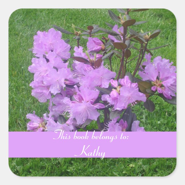 Purple Rhododendron Bookplate Sticker (Front)