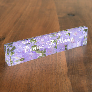 Purple Rhododendrons Personalised Floral Nameplate