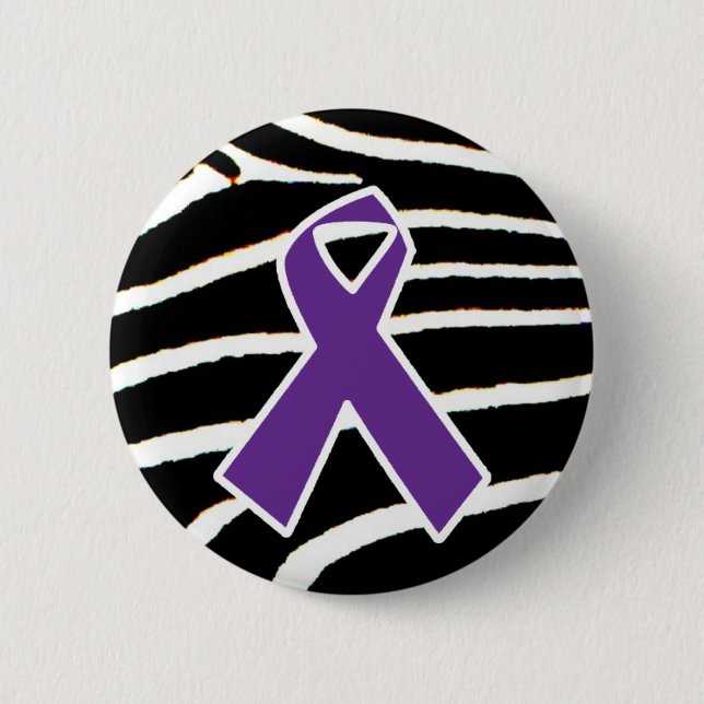 Purple Ribbon 6 Cm Round Badge (Front)