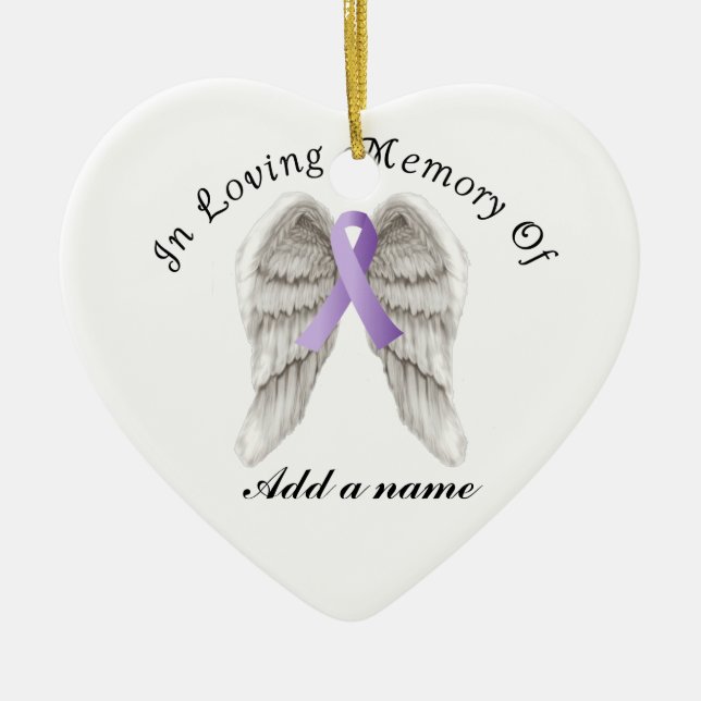 Purple Ribbon All Cancer In Memorial Ornament (Front)