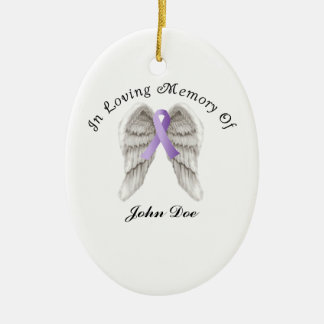 Purple Ribbon All Cancer In Memory Ceramic Tree Decoration