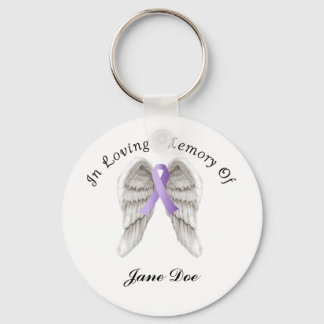 Purple Ribbon All Cancer In Memory Key Ring