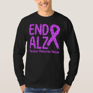 Purple Ribbon Alzheimer Awareness End Alz Memories T-Shirt