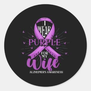 Purple Ribbon Alzheimerheimers Fighter Wife Heimer Classic Round Sticker