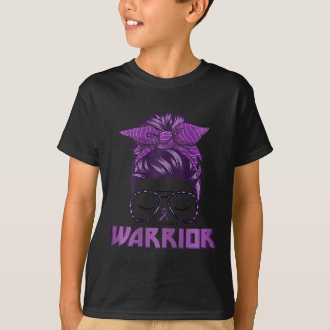 Purple Ribbon Alzheimers Warrior Alzheimers T-Shirt (Front)