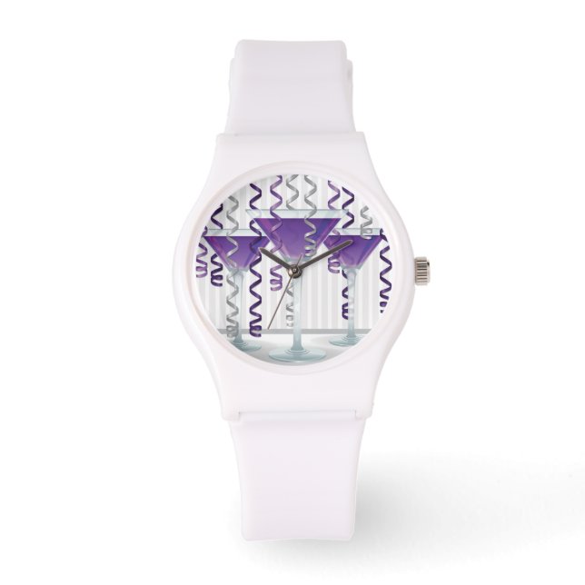 Purple ribbon and cocktail watch (Front)