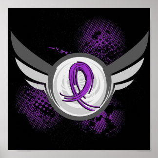 Purple Ribbon And Wings Cystic Fibrosis Poster