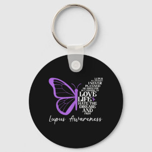 Purple Ribbon Awareness Butterfly Lupus Warrior Key Ring