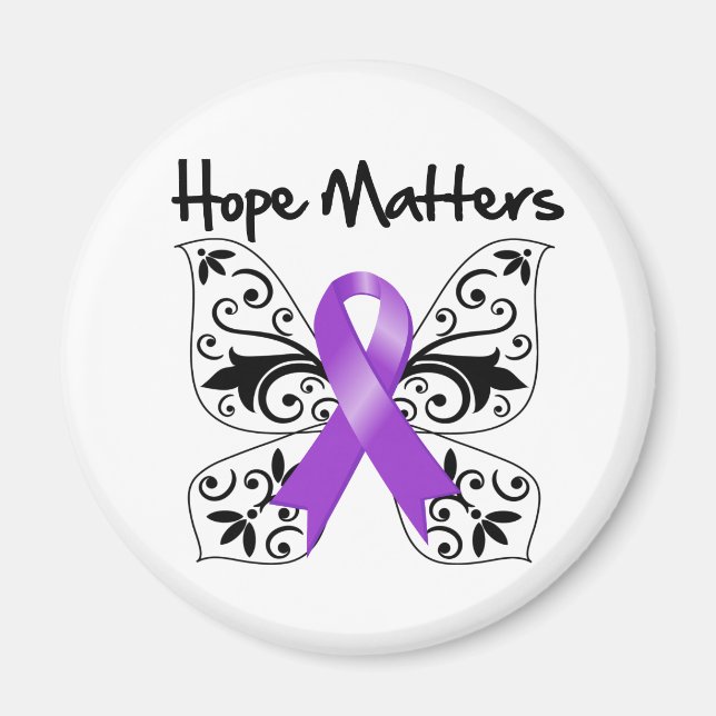 Purple Ribbon Awareness Hope Matters Magnet (Front)