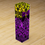 PURPLE RIBBON, BLACK GOLD ART NOUVEAU DAMASK WINE GIFT BOX<br><div class="desc">Elegant gold yellow gift box with vibrant 3D amethyst gemstone , classy, unique Art Nouveau damask, easily customisable with your text for wedding wine , nuptial gift, sweet 16 , baby showers, bridal showers, quinceanera birthday parties, Bat Mitzvah, romantic engagement showers, Christmas, holiday , office , family reunions , new...</div>