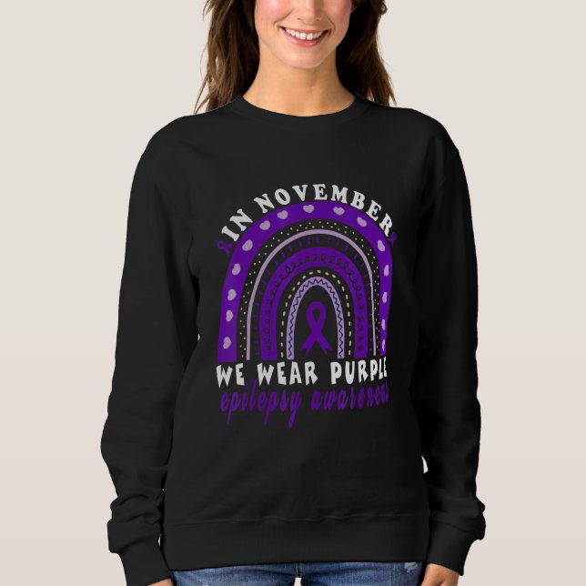 Purple Ribbon Boho Epileptic Epilepsy Awareness Mo Sweatshirt (Front)