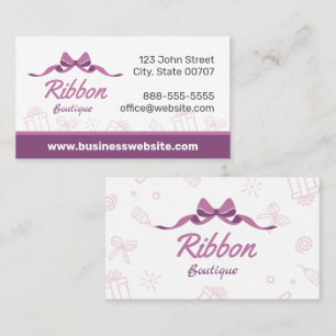 Purple Ribbon Bow Gift Shop Present Business Card