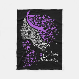 Purple Ribbon Butterfly Epilepsy Awareness Fleece Blanket