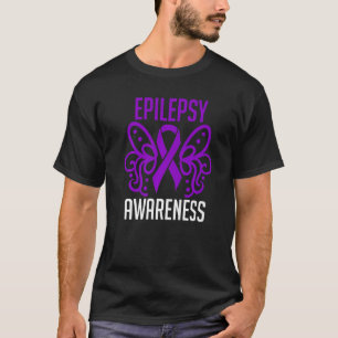 Purple Ribbon Butterfly Epilepsy Awareness T-Shirt