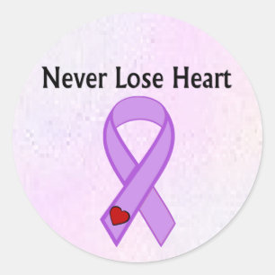 Purple Ribbon Classic Round Sticker